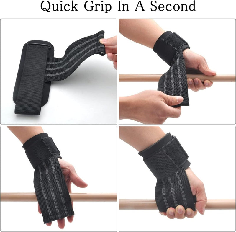 Laad afbeelding in Galerijviewer, Gebruik deze stapsgewijze handleiding om de zwarte Stevige-hefriemen om uw pols te wikkelen voor een veilige grip tijdens krachttraining, wat zorgt voor maximale kracht en ondersteuning. Ideaal om het proces snel en efficiënt onder de knie te krijgen.

