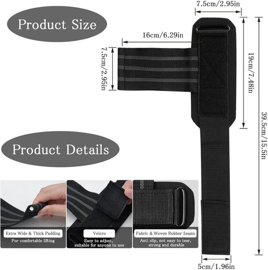 Maak kennis met onze "Stevige lifting straps voor maximale kracht en ondersteuning". Perfect voor krachttraining, met verstelbare klittenbandsluiting, extra brede vulling met rubberen naden en visuele aanwijzingen voor afmetingen om een optimale pasvorm te garanderen bij elke training.