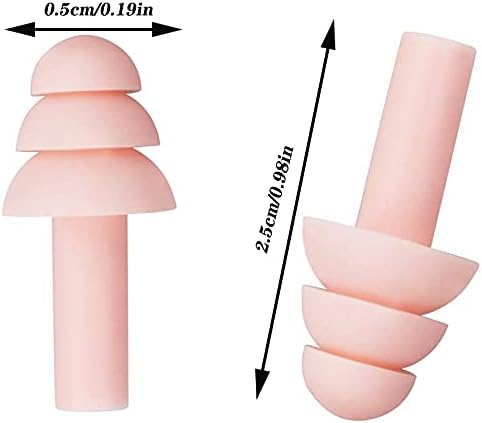 Laad afbeelding in Galerijviewer, De Siliconen oordopjes hebben een zachtroze tint en een triple-flange design. Ze zijn gemaakt van organische siliconen, 0,5 cm/0,19 inch breed en 2,5 cm/0,98 inch hoog, en bieden comfort en duurzaamheid voor herhaald gebruik.
