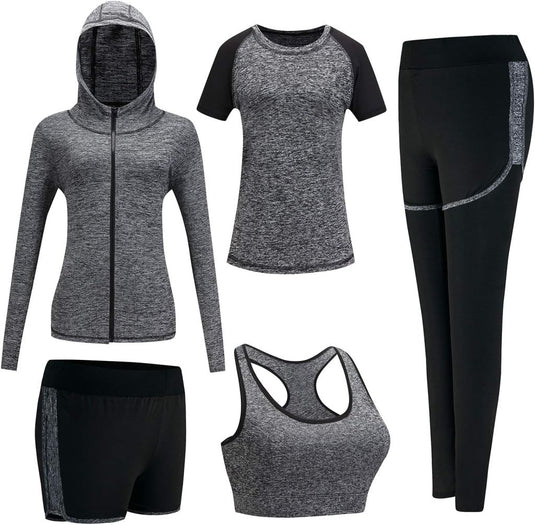 🔥 Trainingspak voor dames – complete 5 - delige set voor elke workout, elk seizoen 💪 - happygetfit.com