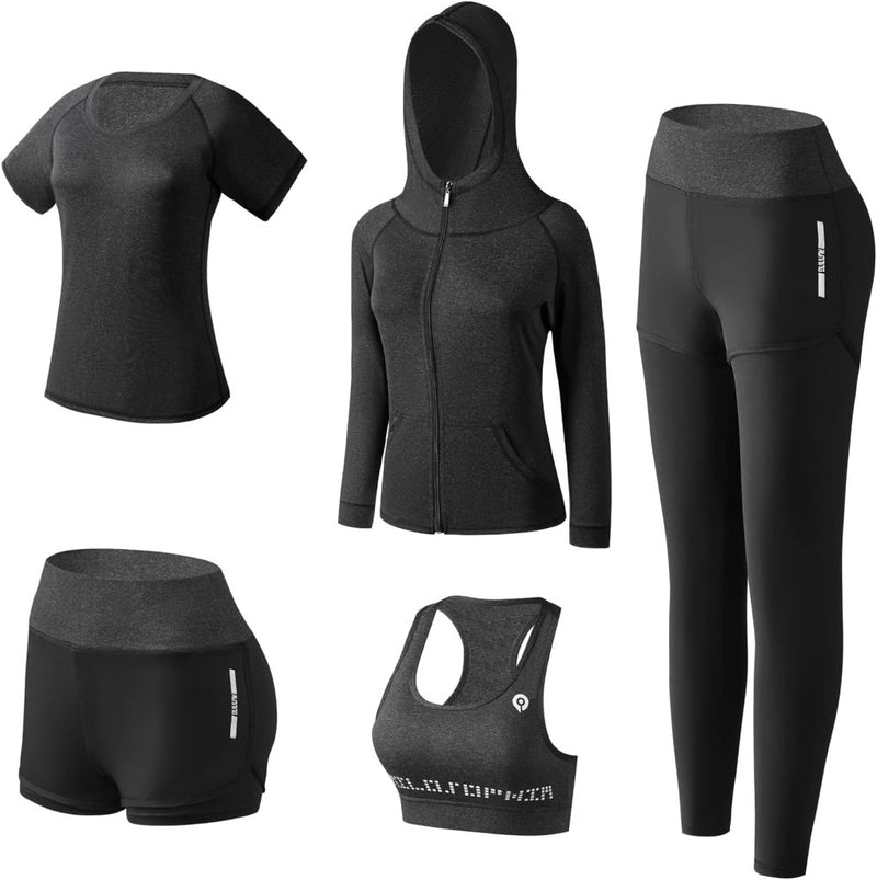 Laad afbeelding in Galerijviewer, 🔥 Trainingspak voor dames – complete 5 - delige set voor elke workout, elk seizoen 💪 - happygetfit.com
