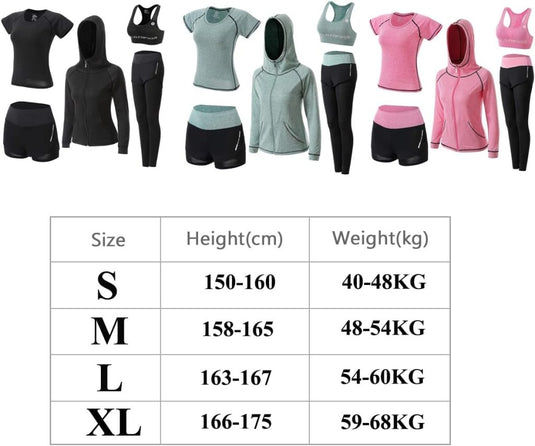 🔥 Trainingspak voor dames – complete 5 - delige set voor elke workout, elk seizoen 💪 - happygetfit.com
