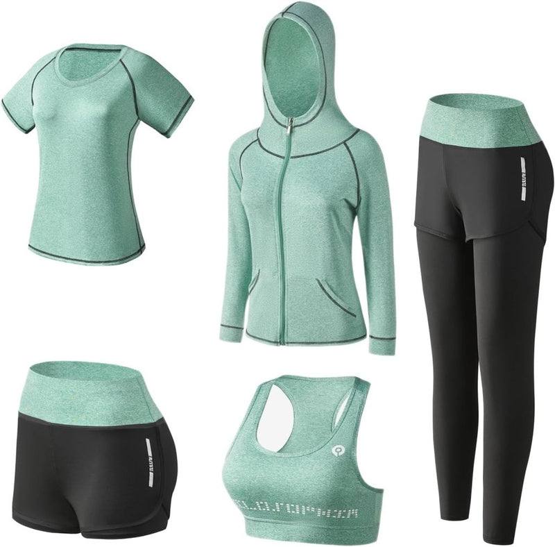 Laad afbeelding in Galerijviewer, 🔥 Trainingspak voor dames – complete 5 - delige set voor elke workout, elk seizoen 💪 - happygetfit.com
