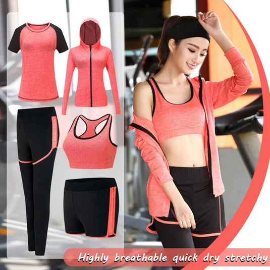 🔥 Trainingspak voor dames – complete 5 - delige set voor elke workout, elk seizoen 💪 - happygetfit.com