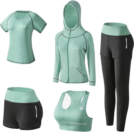 🔥 Trainingspak voor dames – complete 5 - delige set voor elke workout, elk seizoen 💪 - happygetfit.com