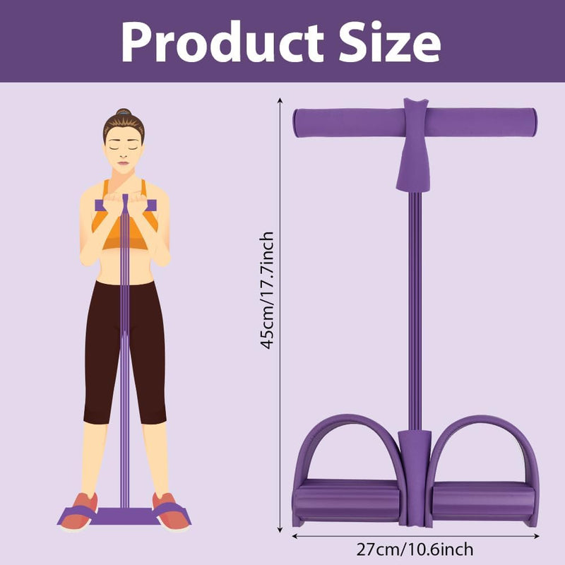 Laad afbeelding in Galerijviewer, Illustratie van een vrouw die de 💪 multifunctionele dijbeentrainer en weerstandstrainer! gebruikt voor een full-body workout; afmetingen: 45 cm/17,7 inch hoog, 27 cm/10,6 inch breed.
