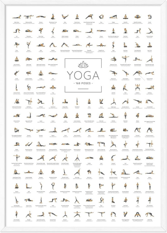 🧘‍♀️ Yoga poster – 168 houdingen voor inspiratie, focus en dagelijkse flow 🌿 - happygetfit.com