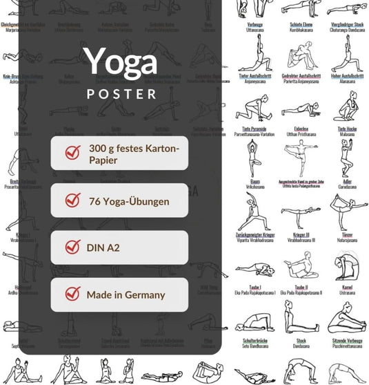Ontdek de 'Ontdek de ultieme A2 yogaposter - Jouw gids naar 76 Asana's en meer!' Dit meesterwerk is gemaakt voor elke yogaliefhebber in Duitsland en is gedrukt op duurzaam karton van 300 g, perfect om uw oefenruimte te verfraaien.