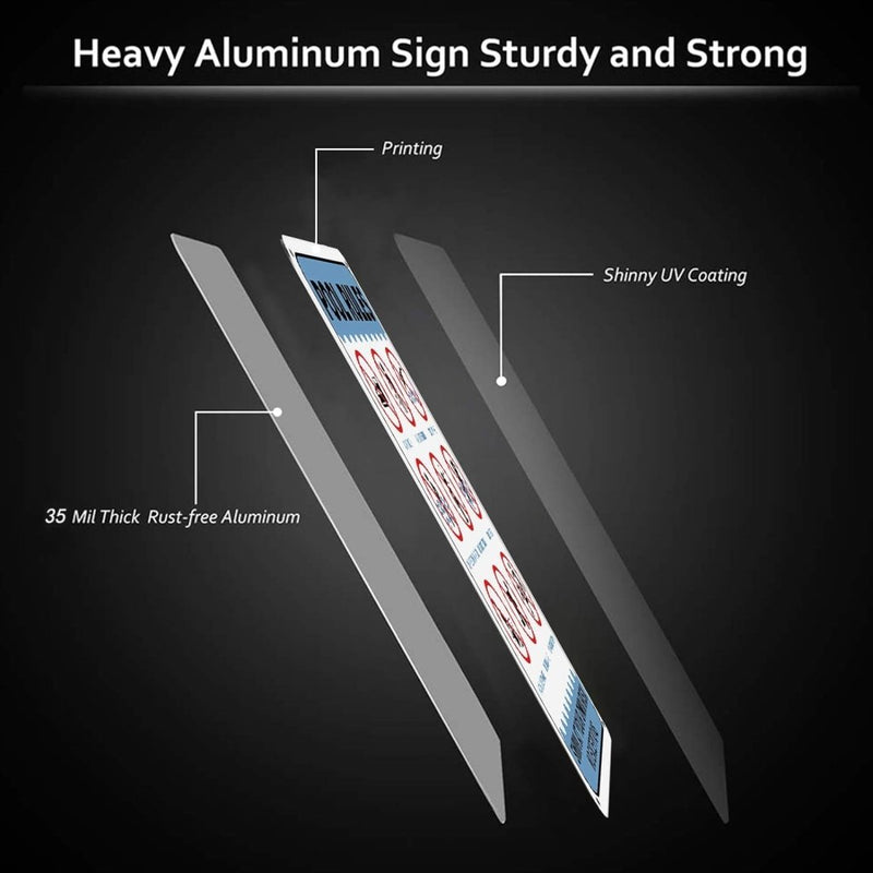 Laad afbeelding in Galerijviewer, Schema van een zwaar aluminium veiligheidsbord met een roestvrije laag van 35 mil, bedrukking en glanzende UV-coating. Ideaal voor het weergeven van zwembadregels of &#39;Blijf veilig bij het zwemmen met eenvoudige zwembadregels&#39;.
