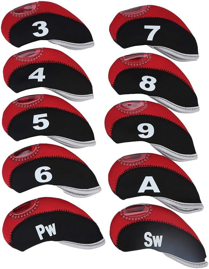 Laad afbeelding in Galerijviewer, Deze duurzame, waterdichte golfclubhoofdhoezen, genummerd van 3 tot en met 9 met de labels A, Pw en Sw, bieden zowel stijl als bescherming voor uw clubs.
