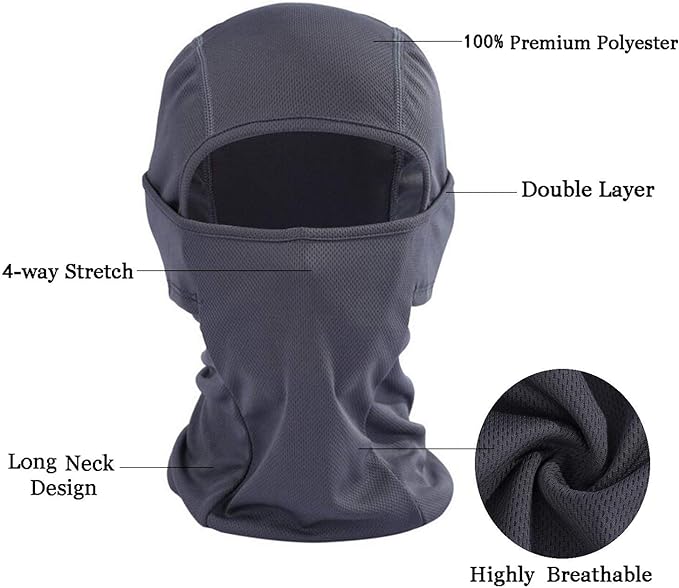 Laad afbeelding in Galerijviewer, Ervaar het comfort van onze &quot;Blijf warm en beschermd met onze multifunctionele bivakmuts,&quot; gemaakt van 100% premium polyester met een dubbele laag en 4-way stretch, perfect voor buitenactiviteiten. Het geraffineerde ontwerp omvat een lange hals en close-up swatch detail voor extra stijl.
