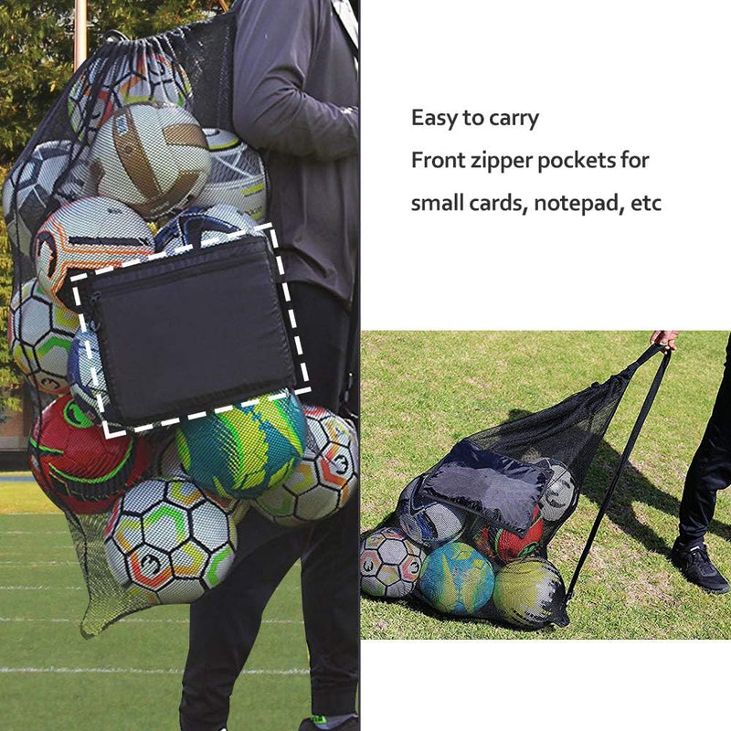 Laad afbeelding in Galerijviewer, Een persoon draagt &quot;De voetbaltas die je nodig hebt om je team te laten winnen&quot;, gemaakt van duurzaam nylon, waterbestendig, met een voorvak met ritssluiting, gevuld met sportballen.
