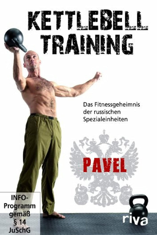Een gespierde man tilt met één hand een kettlebell boven zijn hoofd, als weerspiegeling van 
