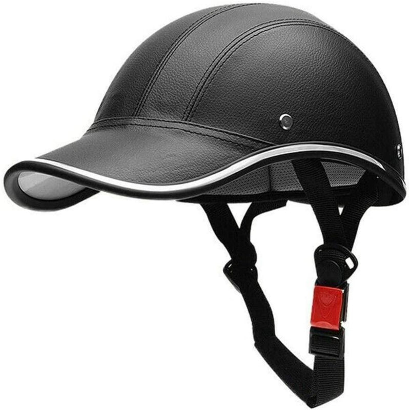 Laad afbeelding in Galerijviewer, Ontdek de &quot;Stijlvol en veilig&quot; fietshelm in een stijlvolle zwarte lederlook met een glanzende afwerking, zilveren afwerking en een elegante verstelbare kinriem voor een optimale pasvorm en ultieme bescherming.
