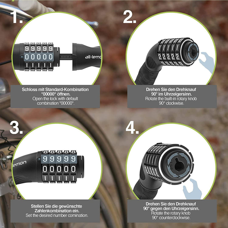 Laad afbeelding in Galerijviewer, Volg deze stapsgewijze instructies om uw fiets te beveiligen met behulp van het Kettingslot: de ultieme bescherming voor je fiets door een combinatie in te stellen. Draai aan de knop en pas de cijfers aan voor een zelfverzekerde beveiliging.
