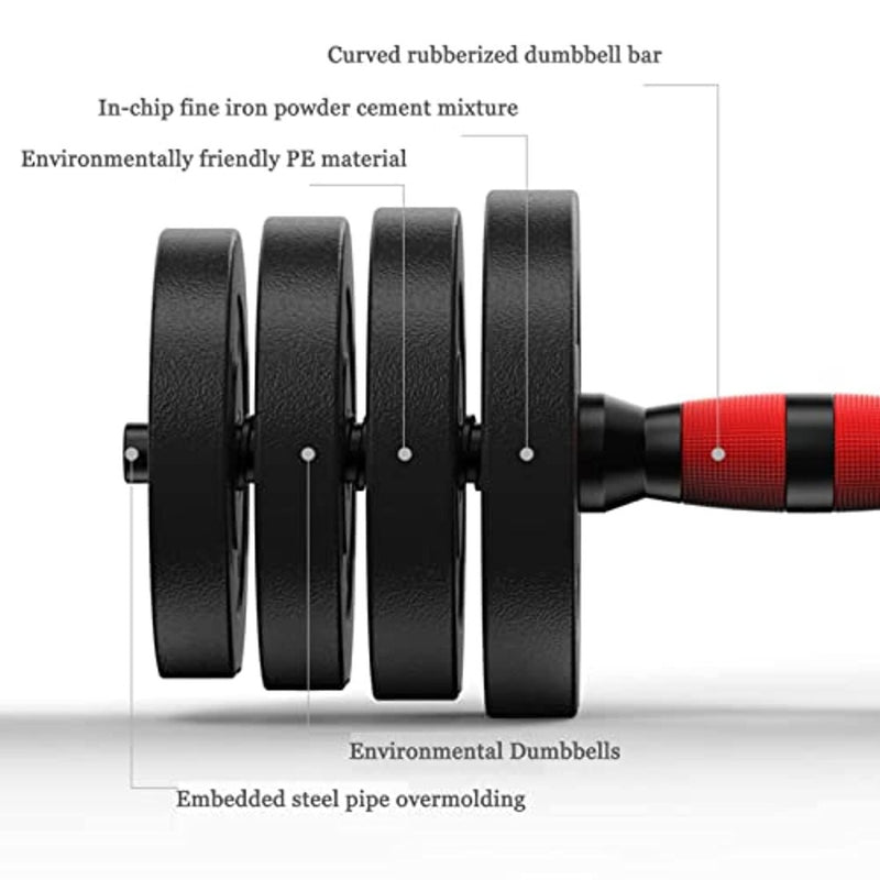 Laad afbeelding in Galerijviewer, Afbeelding van Verstelbare dumbells: de complete set voor thuistraining, met kenmerken zoals een gebogen rubberen stang, milieuvriendelijke materialen en ingebedde stalen buisovermoulding voor duurzaamheid - ideaal voor krachttraining en thuistraining.
