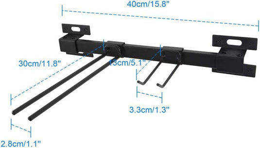 Berg uw ski's en snowboards netjes op met dit wandrek, gemaakt van hoogwaardig metaal, met twee stangen en afneembare haken voor veelzijdige organisatie. Het rek is 40 cm breed en 30 cm hoog.