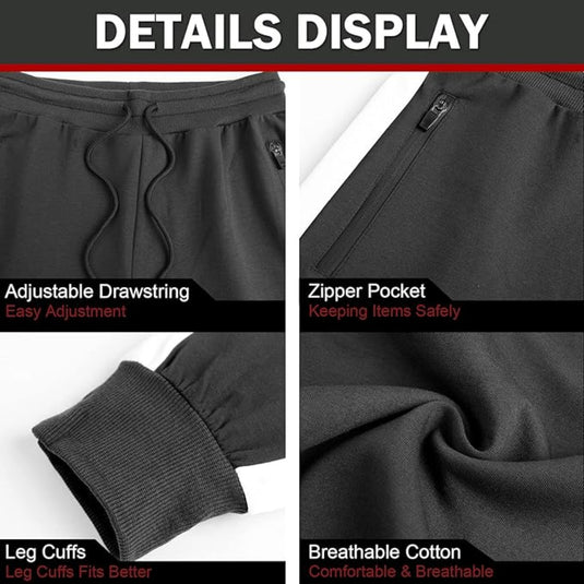 Ontdek de stijlvolle allure van onze "Joggingbroek voor heren: comfortabel, krachtig en stijlvol" in het zwart. Deze broek is voorzien van een verstelbaar trekkoord, een zak met ritssluiting, beenmanchetten en ademende katoenen stof voor maximaal comfort.