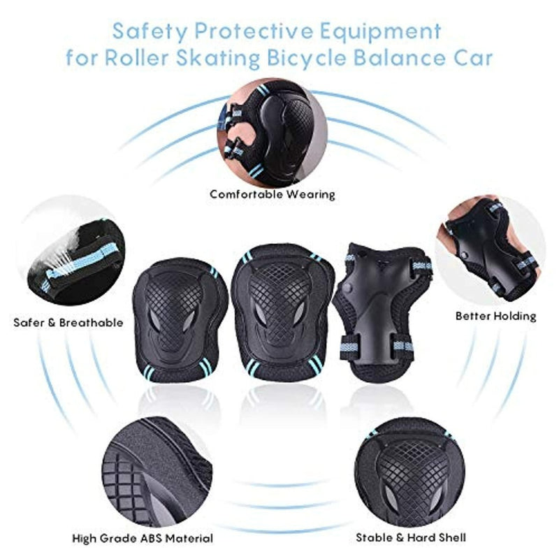 Laad afbeelding in Galerijviewer, Het &quot;Bescherm je kind tijdens het sporten met deze complete set skeeler bescherming&quot; omvat kinderbeschermers: knie-, elleboog- en polsbeschermers gemaakt van comfortabel, ademend hoogwaardig ABS-materiaal. Hun stabiele ontwerp zorgt voor optimale bescherming van kinderen voor rolschaats- en balansauto&#39;s.
