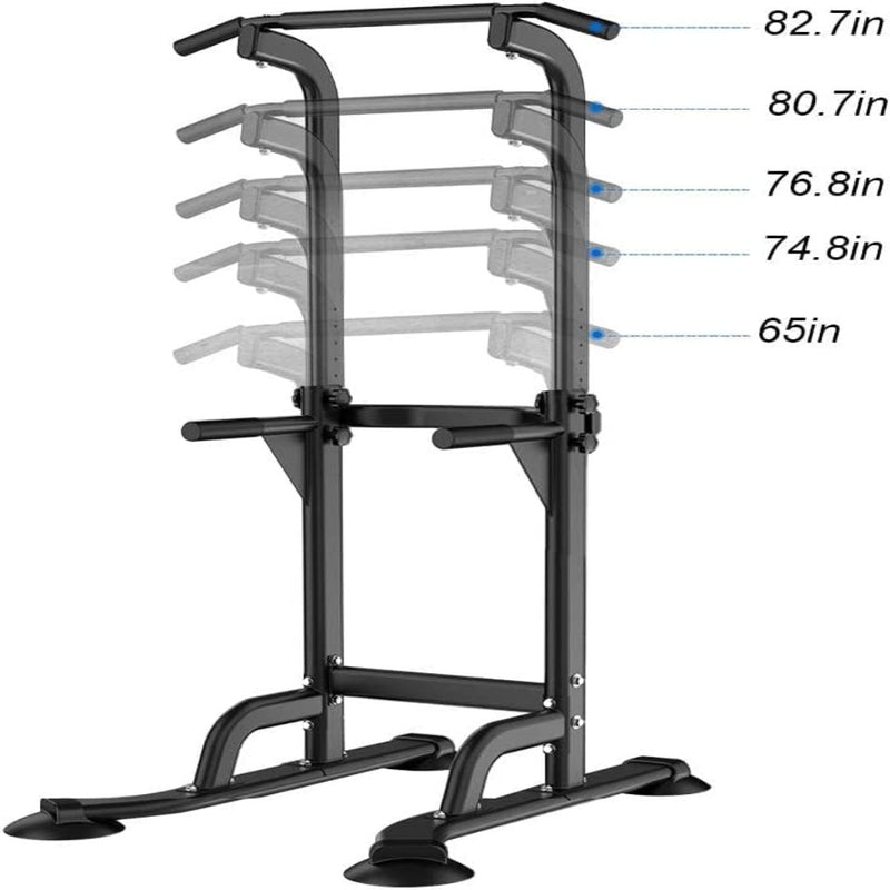 Laad afbeelding in Galerijviewer, Ervaar een full body workout met onze home power tower, verstelbaar van 165 tot 208 cm, voorzien van dip bars en pull-up handgrepen voor training op elke hoogte.
