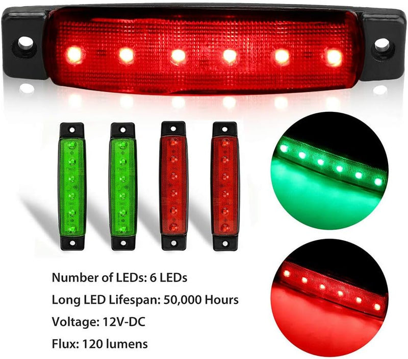 Laad afbeelding in Galerijviewer, De LED bootverlichting biedt rode en groene lichten met elk 6 LED&#39;s, aan en uit. Met een levensduur van 50.000 uur bij 12V DC en een lichtstroom van 120 lumen, zorgen deze energiebesparende lichten voor veiligheid op het water.
