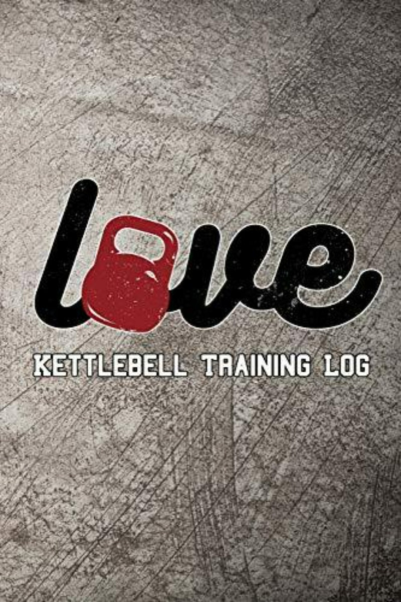 Laad afbeelding in Galerijviewer, Tekst &quot;love&quot; met een kettlebell als de &quot;o&quot; en &quot;Kettlebell Training Log&quot; eronder op een gestructureerde grijze achtergrond. Perfect voor het bijhouden van trainingen in het stijlvolle Love Kettlebell Training Log: Houd uw trainingsvoortgang bij.
