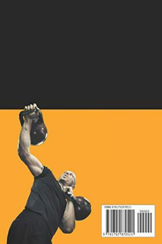 Een man in een zwart shirt zwaait vakkundig met een kettlebell tegen een dynamische geel-zwarte achtergrond. Rechtsonder worden de barcode en ISBN weergegeven voor "Master the Basic Kettlebell Swing: Amazingly Simple, But Extremely Detailed. Learn How to Swing a Kettlebell.: 3.
