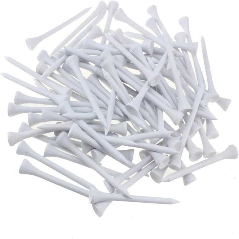 Laad afbeelding in Galerijviewer, Een verspreide verzameling professionele houten golftees: de beste basis voor je swing, op een effen achtergrond.
