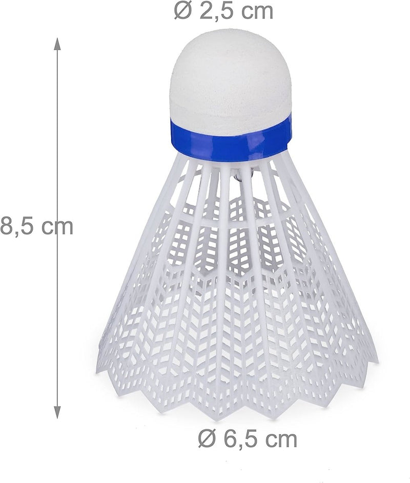 Laad afbeelding in Galerijviewer, Deze LED verlichte badminton shuttle is onderdeel van de &quot;LED verlichte badminton shuttle set: maak van elke wedstrijd een feestje!&quot; set, voorzien van een blauwe band en meet 8,5 cm hoog, 6,5 cm aan de basis en 2,5 cm aan de bovenkant - ideaal voor nachtelijk &#39;badminton in het donker&#39;.
