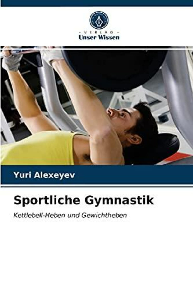Laad afbeelding in Galerijviewer, In de sportschool voert iemand een bankdrukken uit, zoals &#39;Sportliche Gymnastik: Kettlebell-Heben und Gewichtheben&#39;, waarmee de kracht van powerlifting en kettlebell-routines wordt getoond.
