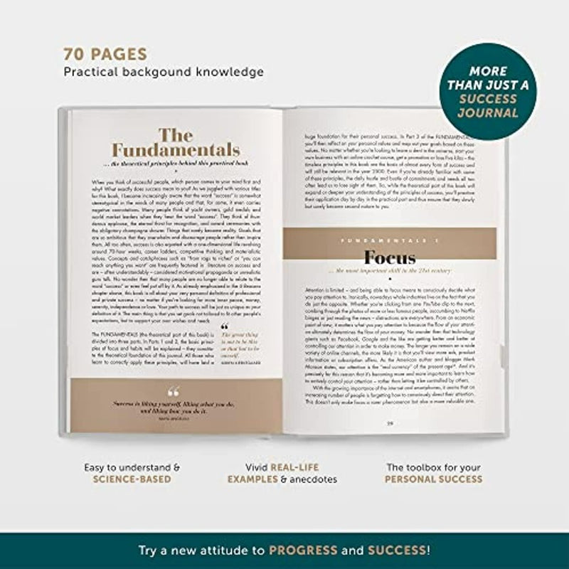 Laad afbeelding in Galerijviewer, Ontdek inzichten over &quot;The Fundamentals&quot; en &quot;Focus&quot; in het 6-Minute Success Journal, met 70 pagina&#39;s aan op wetenschap gebaseerde content, voorbeelden uit het echte leven en een toolbox voor persoonlijk succes. Verbeter mindfulness en productiviteit met slechts zes minuten per dag met behulp van Het 6-Minute Success Journal.
