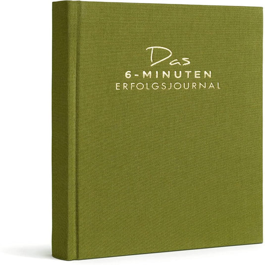 Het groene hardcover boek "Het 6-Minute Success Journal" is een mindfulnessgids die routines transformeert en de productiviteit verhoogt in slechts zes minuten per dag.