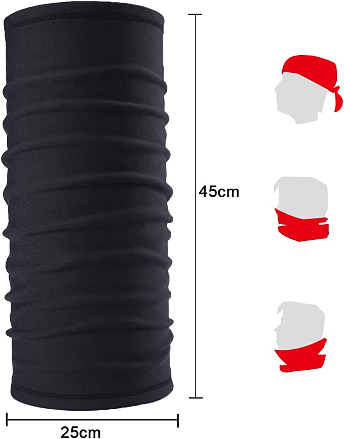 Laad afbeelding in Galerijviewer, Ontdek de veelzijdigheid en kwaliteit van ons multifunctionele gezichtsmasker! Gemaakt van hoogwaardige zwarte stof met afmetingen van 25cm breed en 45cm hoog, het kan als hoofdband, nekbedekking of gezichtsbescherming tegen kou, wind en zon worden gedragen.
