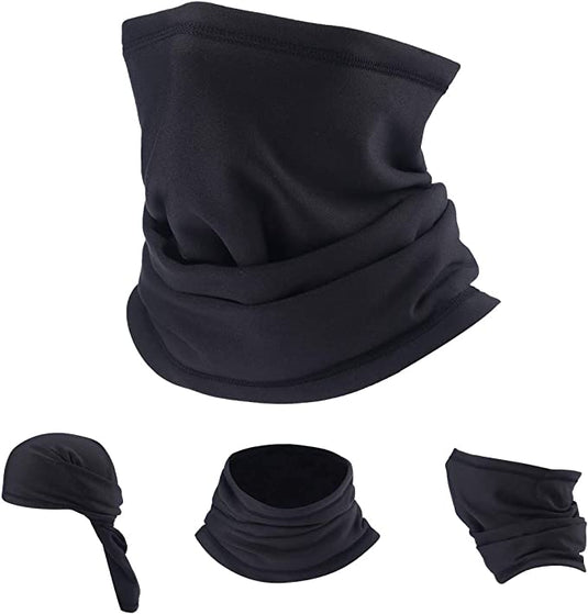 Ontdek de veelzijdigheid en kwaliteit van ons multifunctionele gezichtsmasker! Dit zwarte masker kan gedragen worden als muts, nekwarmer, gezichtsmasker en hoofdband. Gemaakt van hoogwaardige stof voor uitstekende bescherming tegen kou, wind en zon.