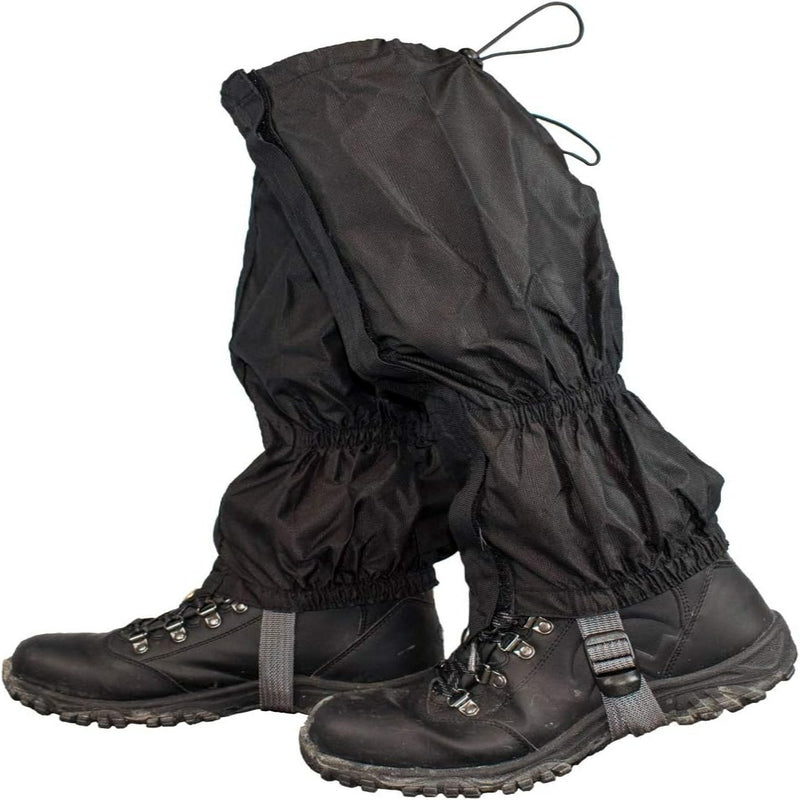 Laad afbeelding in Galerijviewer, Zwarte wandelschoenen met &quot;Gaiters: de ultieme bescherming voor al je buitenactiviteiten&quot;, met waterdicht ontwerp, elastische banden en voetriemen voor een veilige pasvorm.
