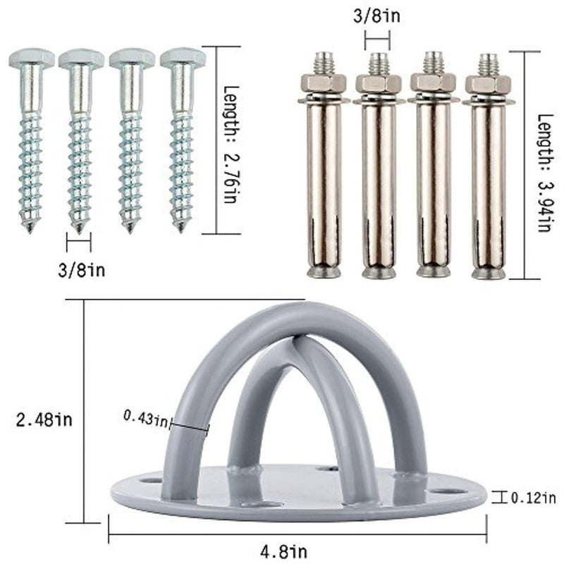 Laad afbeelding in Galerijviewer, De set &quot;Wand plafondhouder voor olympische ringen&quot; is perfect voor uw sportschoolroutine thuis en bevat vier schroeven van 2,76 inch, vier expansiebouten van 3,94 inch en een metalen beugel (basis van 4,8 inch, hoogte van 2,48 inch) om de olympische ringen veilig op hun plaats te bevestigen.
