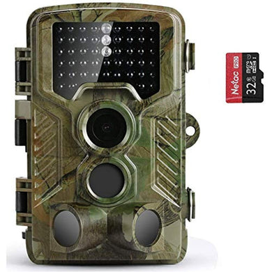 De Krachtige wildcamera legt wilde dieren vast met zijn camouflageontwerp, lens, bewegingssensoren en infrarood-LED's voor geoptimaliseerde fotografie. Inclusief een 32GB microSD-kaart.