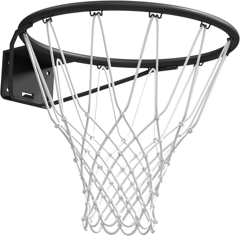 Laad afbeelding in Galerijviewer, Het &quot;Woord de volgende Michael Jordan met onze basketbal professionelering!&quot; is een zwarte hoepel met een net in NBA-stijl, gemaakt van duurzame materialen, bevestigd aan een muurbeugel tegen een effen achtergrond.
