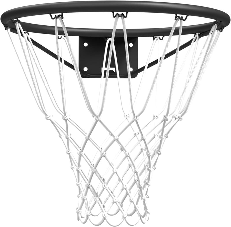 Laad afbeelding in Galerijviewer, Close-up van een basketbalring met het opschrift &quot;Word de volgende Michael Jordan&quot; met een net in NBA-stijl op een zwart backboard, gemaakt van duurzame materialen.
