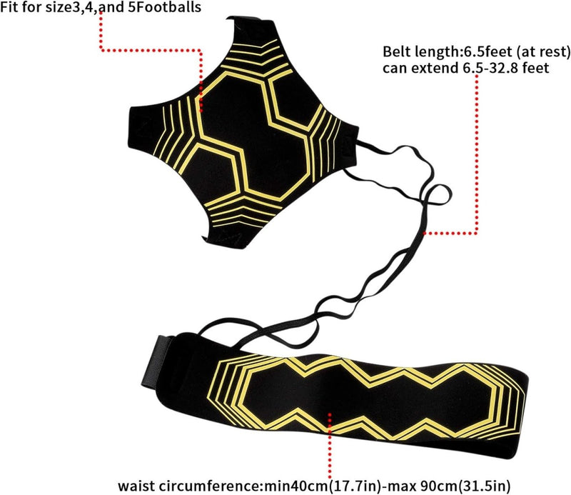 Laad afbeelding in Galerijviewer, De &quot;Word een betere voetballer met de voetbal kick trainer&quot; heeft een riem met geometrisch ontwerp met een verstelbare taille van 17,7-31,5 inch, is 1,80 tot 32,8 meter lang en past op voetballen van maat 3, 4 en 5, zodat je moeiteloos je voetbalvaardigheden kunt verbeteren.
